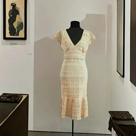 Chic Ruffle Lace Romantic Work Play Party Soft Stretch Midi Dress - Picture 4 of 9